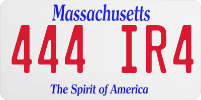 MA license plate 444IR4