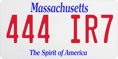 MA license plate 444IR7