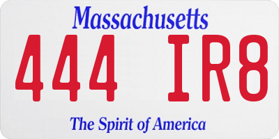 MA license plate 444IR8