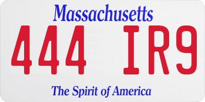 MA license plate 444IR9