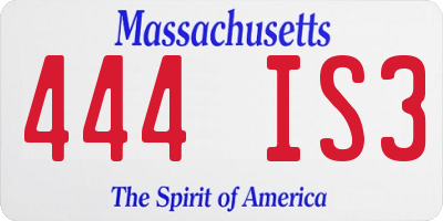 MA license plate 444IS3