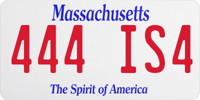 MA license plate 444IS4
