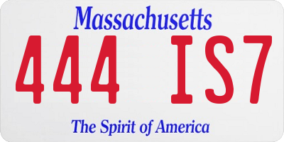 MA license plate 444IS7