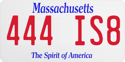 MA license plate 444IS8