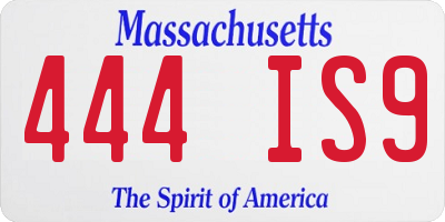 MA license plate 444IS9