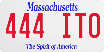 MA license plate 444IT0