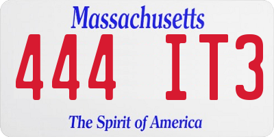 MA license plate 444IT3