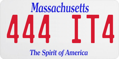 MA license plate 444IT4