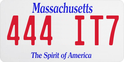 MA license plate 444IT7