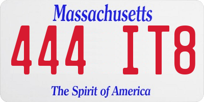 MA license plate 444IT8