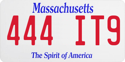 MA license plate 444IT9