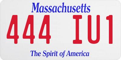 MA license plate 444IU1