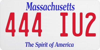 MA license plate 444IU2