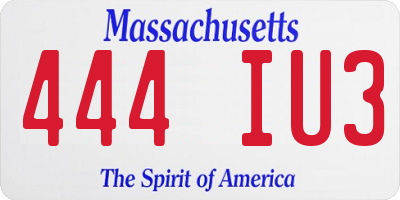 MA license plate 444IU3