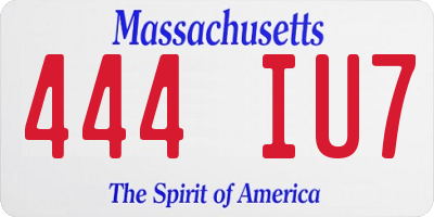 MA license plate 444IU7