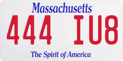 MA license plate 444IU8