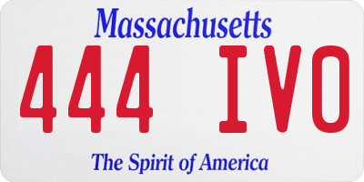 MA license plate 444IV0