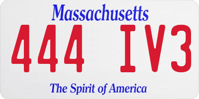 MA license plate 444IV3