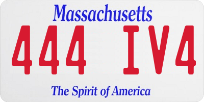 MA license plate 444IV4