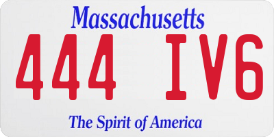 MA license plate 444IV6