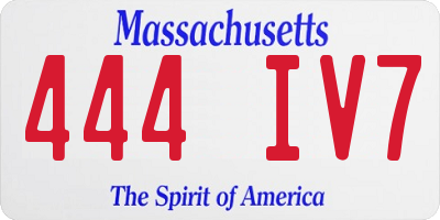 MA license plate 444IV7
