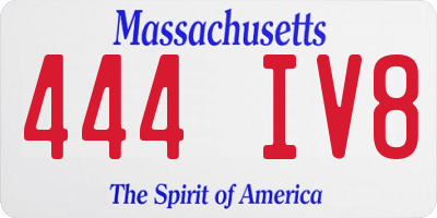 MA license plate 444IV8