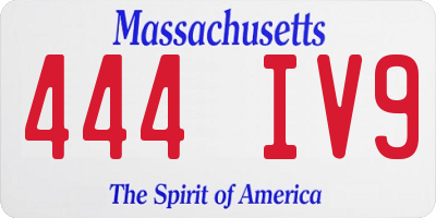 MA license plate 444IV9