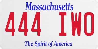 MA license plate 444IW0