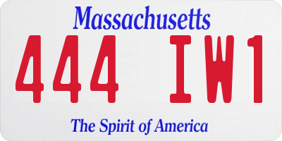 MA license plate 444IW1