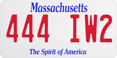 MA license plate 444IW2