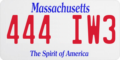 MA license plate 444IW3