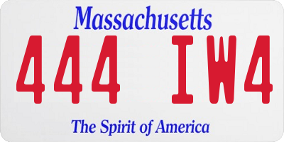 MA license plate 444IW4