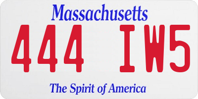 MA license plate 444IW5