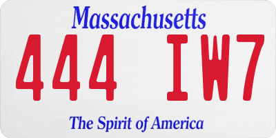 MA license plate 444IW7
