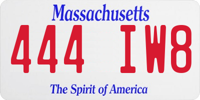 MA license plate 444IW8