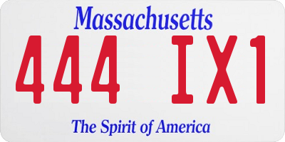 MA license plate 444IX1