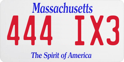 MA license plate 444IX3