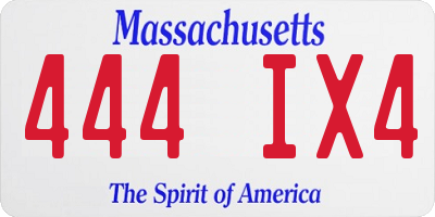 MA license plate 444IX4