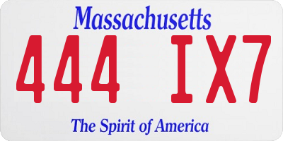 MA license plate 444IX7