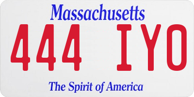 MA license plate 444IY0