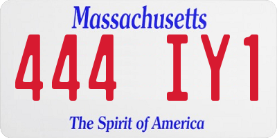 MA license plate 444IY1