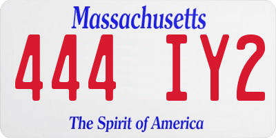 MA license plate 444IY2
