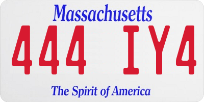 MA license plate 444IY4