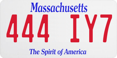 MA license plate 444IY7
