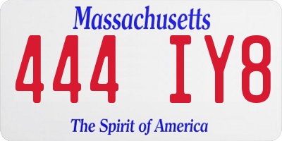MA license plate 444IY8