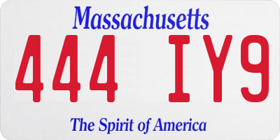 MA license plate 444IY9