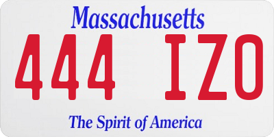 MA license plate 444IZ0