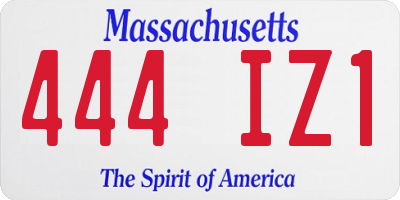 MA license plate 444IZ1
