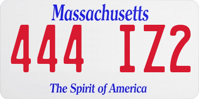 MA license plate 444IZ2