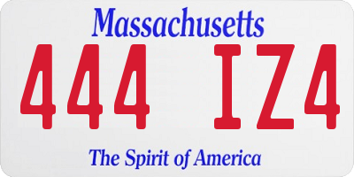 MA license plate 444IZ4